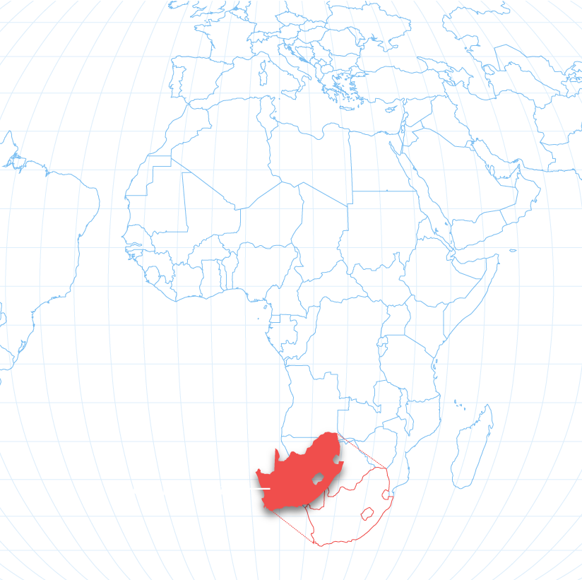 map of growing regions for grapefruit with South Africa highlighted