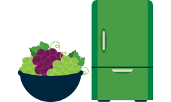 bowl of grapes and refrigerator icon