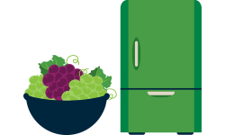 bowl of grapes and refrigerator icon