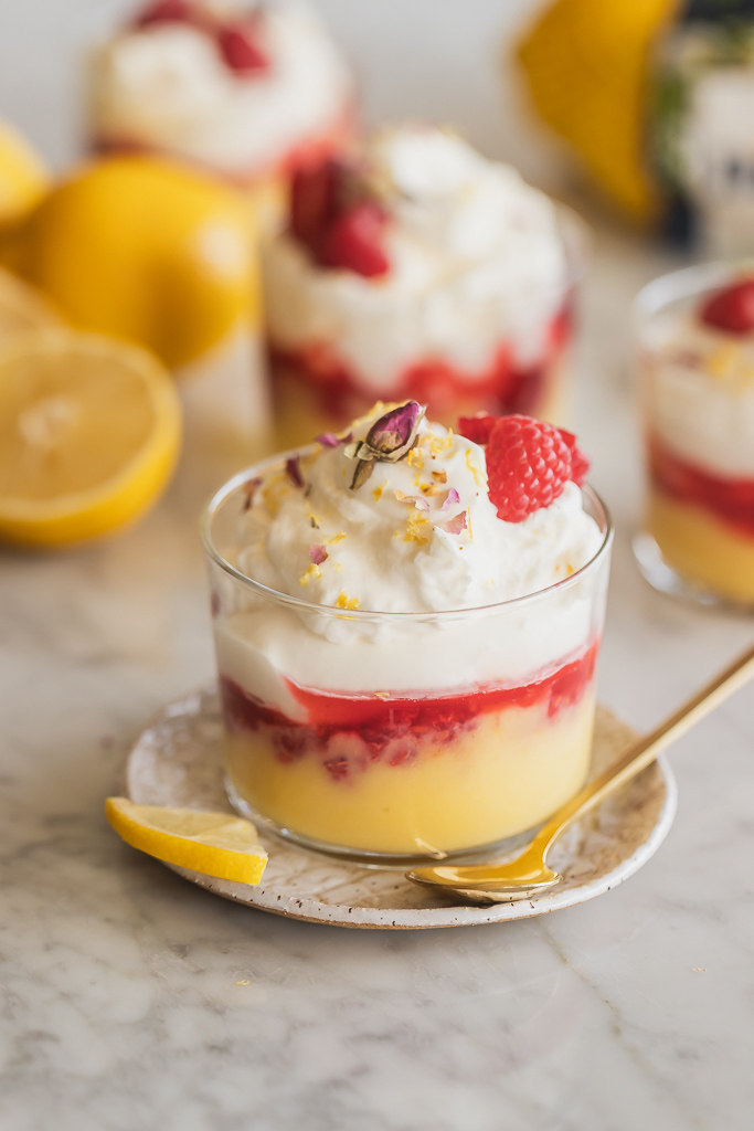 Lemon Fool with Raspberries and Rose Whipped Cream - LGS Specialties