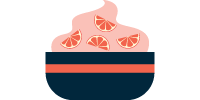 grapefruit slices on yogurt illustration