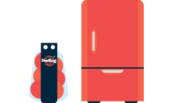 bag of grapefruit next to fridge illustration